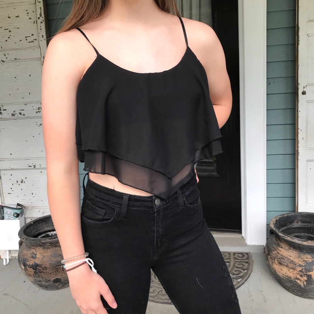 Black flowy crop top